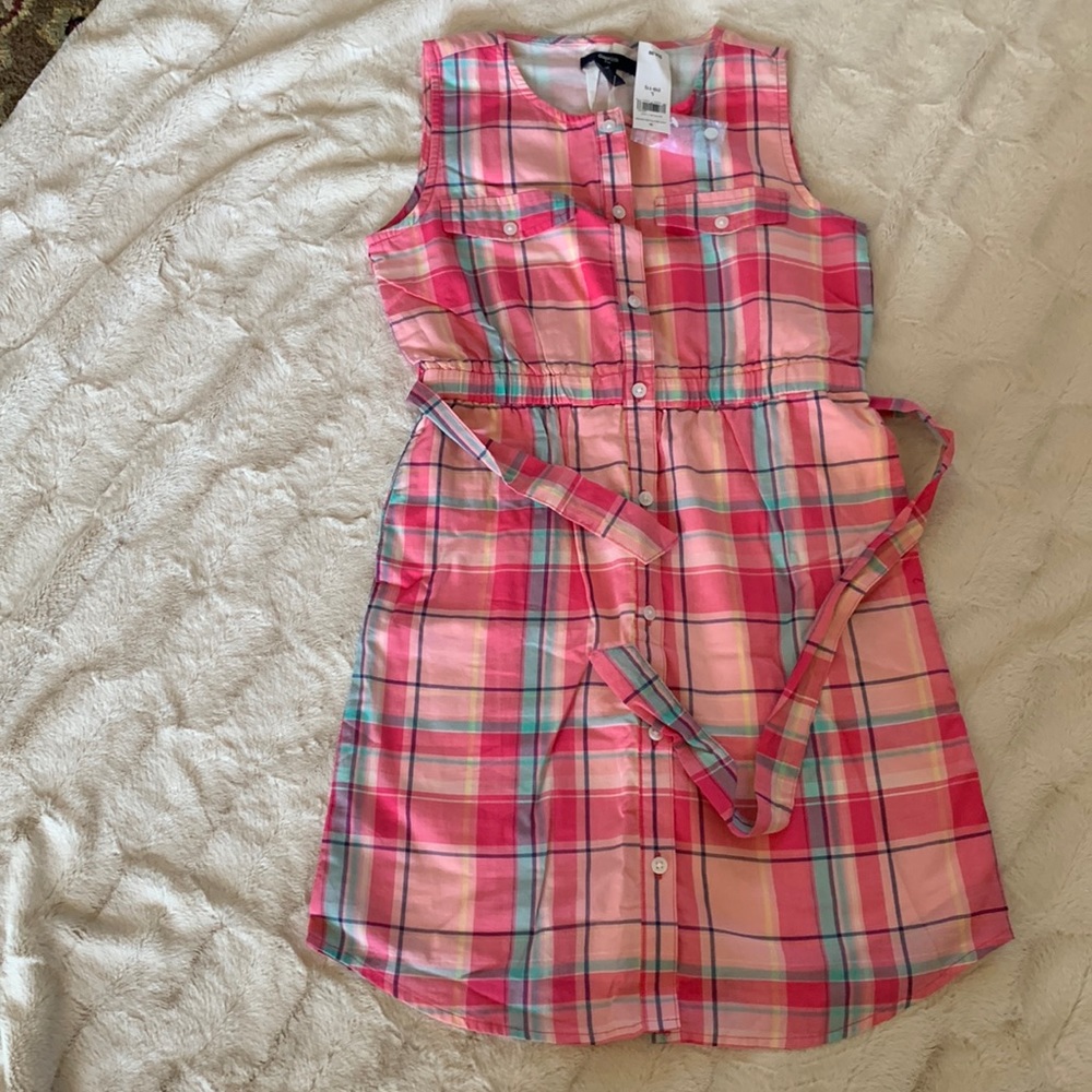 Gapkids pink plaid dress‎ size L (10-11) new with tag